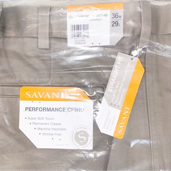 Savane Performance Chino Comfort Waist Straight Fit Khakis 29x36 - Picture 2 of 7